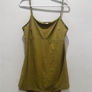 Fabletics Khaki Spaghetti Strap Mini Dress